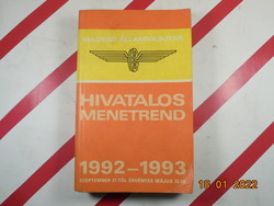 Official timetable of Hungarian state railways 1992-1993