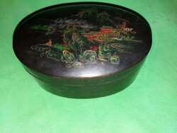 Beautiful oriental scene oval painted lacquer box jewelry box 13 x 9 x 6 cm as shown in the pictures