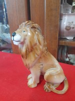 Zsolnay hand-painted sitting lion porcelain figurine.