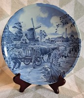 Delfti kék porcelán tányér, dísztányér (M3809)
