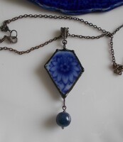 Necklace made of antique English faience - handmade