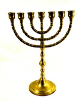 Copper menorah, Judaica candle holder