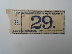 D195740 bicycle guard ticket 1940s-50s spas in Bükhegyvidék - lillafüred - bike