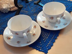 Finnish coffee cups, a pair of cheerful flowers, 2 cups + 2 bases in one