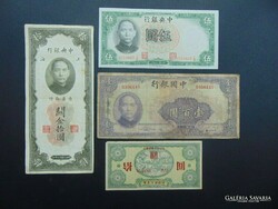 Kína 4 darab yuan LOT ! Csomagban a 10 yuan 1949 RITKA !