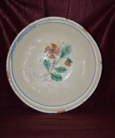 Antique glazed large ceramic bowl (damaged)