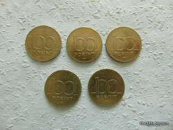 5 darab 100 forint pénzérme 1995 LOT !