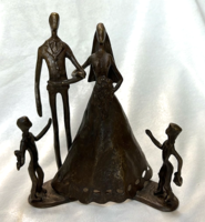 Family - bronze abstract applied art work small sculpture