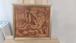 (K) Distinguished Abstract Painting with Nudes 35x36 cm with Frame