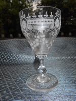 Antik  talpas üveg pohár-különlegesen szép kézműves munka