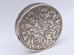 Antik ezüst századfordulós virágmintás cukortartó / púderes dobozka / szelence