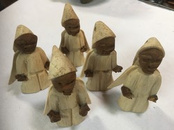 African wood and ceramic angels, Christmas tree decorations (m35)