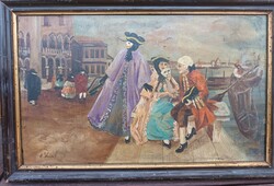 Antique Venetian Carnival painting