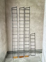 Ladder shelf retro metal frame wall shelf system 2.25 meters high and 21 shelves