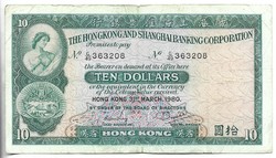 10 dollár 1980 Hong Kong