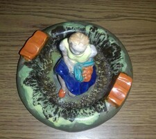 Extremely rare f. Kún marta larger figural ashtray - marked