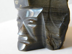 Obsidian head-shaped statue or leaf weight