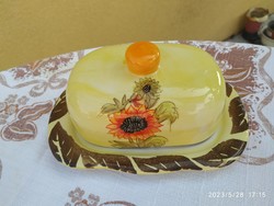 Ceramic sunflower flower butter dish for sale!