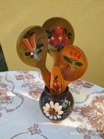 Painted ceramic bowl, bowl + 3 ornaments, painted, wooden spoon for sale!