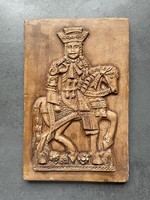Felakasztható mézeskalács huszár, cserép figura, dísz