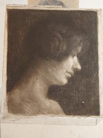 Beautiful girl's head - unsigned etching - with a sumptuous feel and completely unique - 394