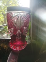 Ezüst szélű kristály váza