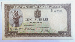 Románia 500 lei 1941 AU-UNC