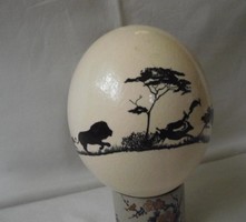 Ostrich egg, silhouette painting (Africa, safari pattern)