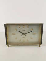 Old heavy copper and wood mauthe mantel clock / mid-century German / quartz / retro / old