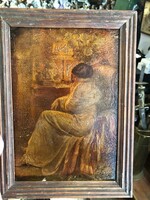 XX. század eleje, magyar festő festménye, olaj, fán, 25 x 40 cm-es,eredeti keret