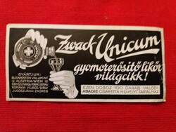 ANTIK - ABADIE CIGARETTA HÜVELY doboz címke / ZWACK UNICUM REKLÁM ÁLLAPOT a képek szerint