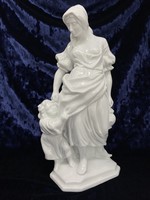 Nagyméretű hófehér Herendi "Korsóval vizet hozó Anya gyermekével" porcelán figura - Cz