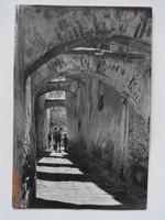 Régi képeslap: Sopron - középkori sikátor a várkerületben - 1957
