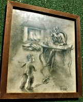 Herczeg, Andersen= a csintalan fiú,28x38-as karton, grafika