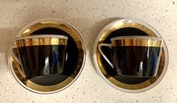 Retro Hollóházi porcelán mokkás csésze fekete