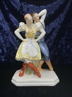 Herendi hibátlan népi táncos táncoló pár porcelán figura Lux Elek tervei alapján - Cz