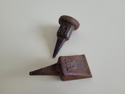 2 marked old folk tools, wrought iron anvils for scythe sharpening
