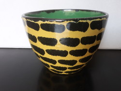 Retro Pesthidegkút yellow-black patterned ceramic bowl