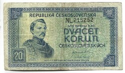 20 korun korona 1945 Csehszlovákia 1.