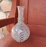 Gyűjtői ritkaság Szakított Opál üvegszállál díszített habos  Zempléni Huta üveg butélia fújt  Ritka