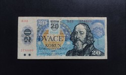 Csehszlovákia 20 Korun, Korona 1988, F+, felülbélyegzett