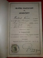1937. Antique recording and lesson book Hungarian royal farmer. Akadémia Magyaróvár according to the pictures