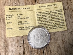 Kossuth 5 forint 1947 Tanúsítvánnyal