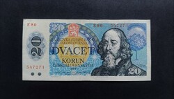 Csehszlovákia 20 Korun, Korona 1988, VF+