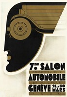 Art deco automobile exhibition poster reprint Noel Fontanet 1930