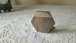 Old, hexagonal silver-plated double-sided cosmetic mirror, pocket mirror