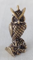 Miniature solid brass standing owl figurine