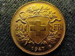 Svájc .900 arany 20 Frank 6,45g 1947 B (id64761)