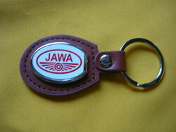 Jawa oval metal key ring on a leather base