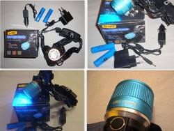 Cree led headlamp white and blue light very serious+mains+car charger+battery gift! - 47971681941
